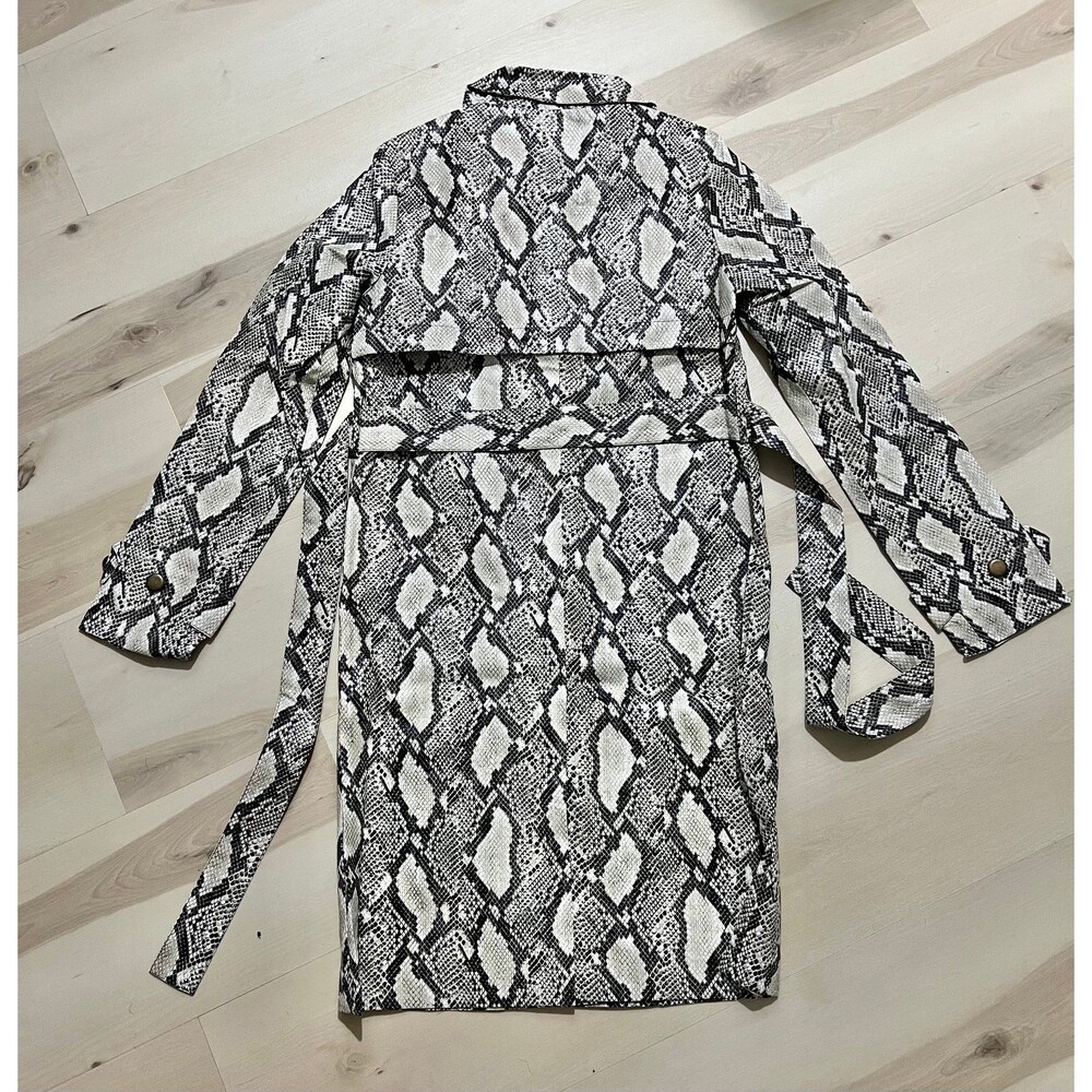 Choosy Luxe Exotic Vintage 90s Faux Snakeskin Leather Trench Coat Duster Jacket - Picture 5 of 11